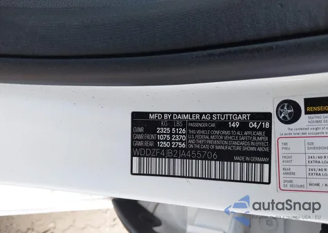 2018 Mercedes-Benz E 300 from USA, damaged, VIN WDDZF4JB2JA455706